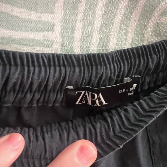 Zara Navy Blue Pull-On Pants Elastic Waist Relaxed Fit Modal Blend Size L - Picture 3 of 5